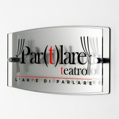 Targa Doppia Lastra in Plexiglass Silver e Trasparente Stampata Ellisse Moderna