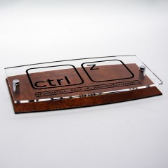 Targa Doppia Lastra in Alluminio Composito Corten e Plexiglass Trasparente Stampata Ellisse Moderna