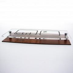 Targa Doppia Lastra in Alluminio Composito Corten e Plexiglass Trasparente Stampata Ellisse Moderna