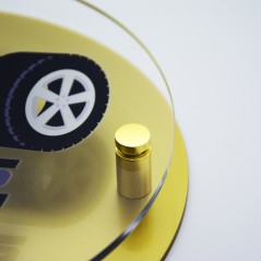Targa Doppia Lastra in Plexiglass Gold e Trasparente Stampata Circolare