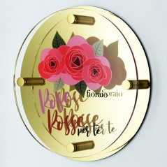 Targa Doppia Lastra in Alluminio Composito Oro Lucido e Plexiglass Trasparente Stampata Circolare