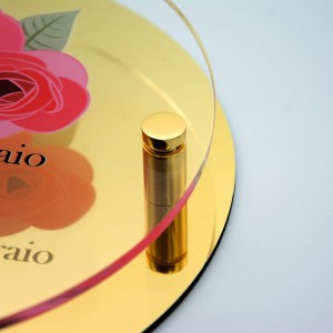 Targa Doppia Lastra in Alluminio Composito Oro Lucido e Plexiglass Trasparente Stampata Circolare