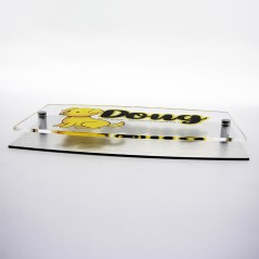 Targa Doppia Lastra Alluminio Composito Silver Spazzolato e Plexiglass Trasparente Stampata Ellisse Moderna