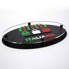 Targa Doppia Lastra in Plexiglass Nero Lucido e Trasparente Stampata Ellisse