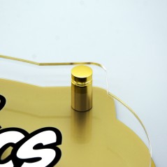 Targa Doppia Lastra in Plexiglass Gold e Trasparente Stampata Vintage