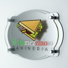 Targa Doppia in Plexiglass Silver e Trasparente Stampata Vintage