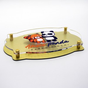 Targa Doppia Lastra in Alluminio Composito Oro Spazzolato e Plexiglass Trasparente Stampata Vintage