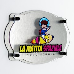 Targa Doppia Lastra Alluminio Composito Silver Spazzolato e Plexiglass Trasparente Stampata Vintage