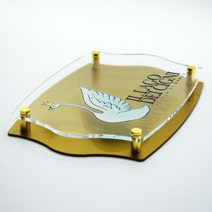 Targa Doppia Lastra in Plexiglass Gold e Trasparente Stampata Impero