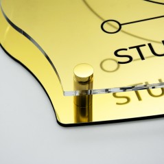 Targa Doppia Lastra in Alluminio Composito Oro Lucido e Plexiglass Trasparente Stampata Impero