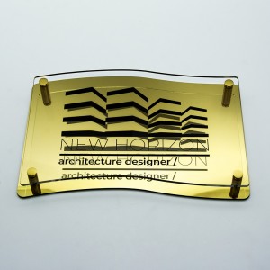 Targa Doppia Lastra in Alluminio Composito Oro Lucido e Plexiglass Trasparente Stampata Bandiera