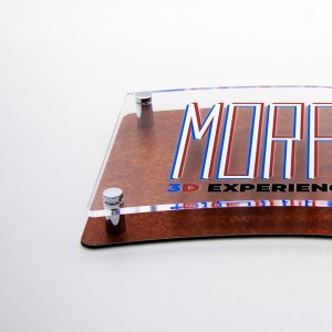 Targa Doppia Lastra in Alluminio Composito Corten e Plexiglass Trasparente Stampata Bandiera