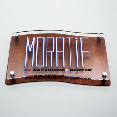 Targa Doppia Lastra in Alluminio Composito Corten e Plexiglass Trasparente Stampata Bandiera