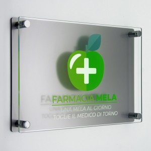Targa Doppia Lastra in Plexiglass Silver e Trasparente Stampata Rettangolare o Quadrata