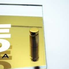 Targa Doppia Lastra in Alluminio Composito Oro Lucido e Plexiglass Trasparente Stampata Ellisse Moderna