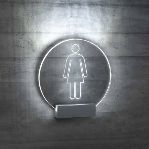 Targhetta in Plexiglass da Toilette con illuminazione a Led Circolare