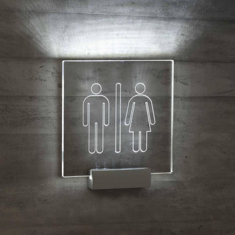 Targhetta in Plexiglass da Toilette con illuminazione a Led Quadrata