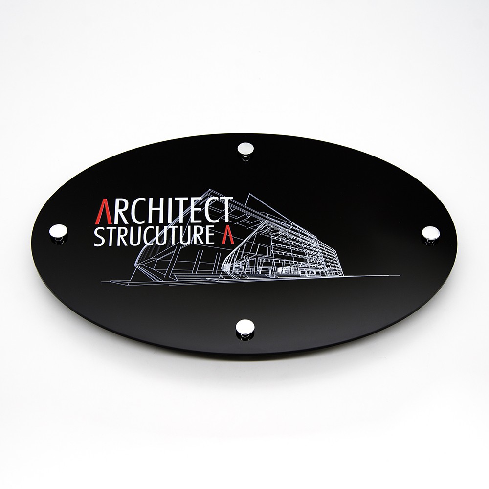 Targa in Plexiglass Nero Lucido Stampata Ellisse