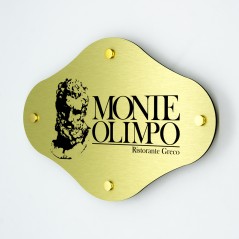 Targa in Alluminio Composito Oro Spazzolato Stampata Rombo Arrotondato