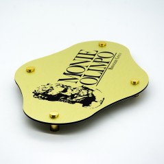 Targa in Alluminio Composito Oro Spazzolato Stampata Rombo Arrotondato