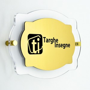 Targa in ABS Classic Gold Incisa con Bordo 25 mm in Plexiglass Trasparente tipologia Vintage