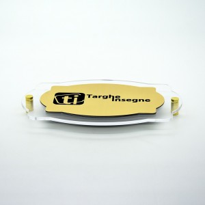 Targa in ABS Classic Gold Incisa con Bordo 25 mm in Plexiglass Trasparente tipologia Vintage