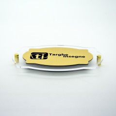 Targa in ABS Classic Gold Incisa con Bordo 25 mm in Plexiglass Trasparente tipologia Vintage
