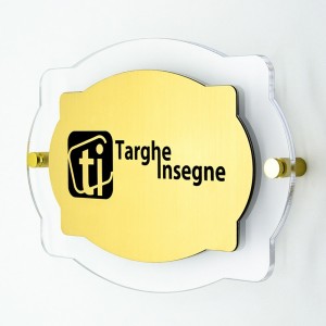 Targa in ABS Classic Gold Incisa con Bordo 25 mm in Plexiglass Trasparente tipologia Vintage