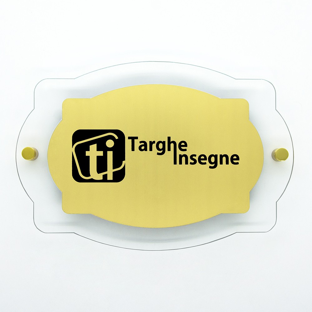Targa in ABS Classic Gold Incisa con Bordo 25 mm in Plexiglass Trasparente tipologia Vintage