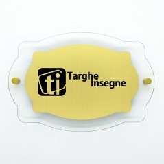 Targa in ABS Classic Gold Incisa con Bordo 25 mm in Plexiglass Trasparente tipologia Vintage
