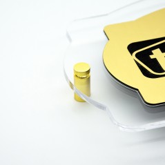 Targa in ABS Classic Gold Incisa con Bordo 25 mm in Plexiglass Trasparente tipologia Vintage