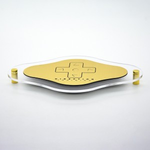 Targa in ABS Classic Gold Incisa con Bordo 25 mm in Plexiglass Trasparente tipologia Rombo Arrotondato