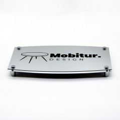 Targa in ABS Classic Silver Incisa con Pannello in Plexiglass Trasparente tipologia Ellisse Moderna