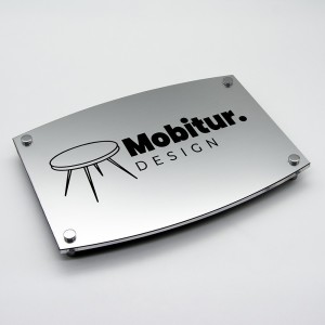 Targa in ABS Classic Silver Incisa con Pannello in Plexiglass Trasparente tipologia Ellisse Moderna