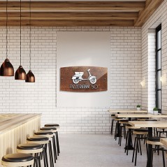 Targa Doppia Lastra in Alluminio Composito Corten e Plexiglass Trasparente Stampata Ellisse Moderna
