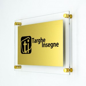 Targa in Alluminio GOLD tipologia Rettangolare o Quadrata con bordo 25 mm in Plexiglass