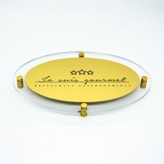 Targa in Alluminio GOLD tipologia Ellisse con bordo 25 mm in Plexiglass