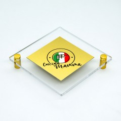 Targa in Alluminio GOLD tipologia Rombo con bordo 25 mm in Plexiglass