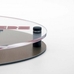 Targa Doppia Lastra in Alluminio Composito Bronzo Spazzolato e Plexiglass Trasparente Stampata Ellisse