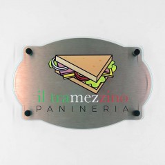 Targa Doppia Lastra in Alluminio Composito Bronzo Spazzolato e Plexiglass Trasparente Stampata Vintage