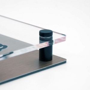 Targa Doppia Lastra in Alluminio Composito Bronzo Spazzolato e Plexiglass Trasparente Stampata Rombo