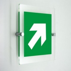 Freccia di evacuazione senso obliquo - in plexiglass trasparenti da parete E006