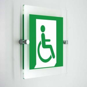 Uscita d'emergenza disabili destra - in plexiglass trasparenti da parete E030