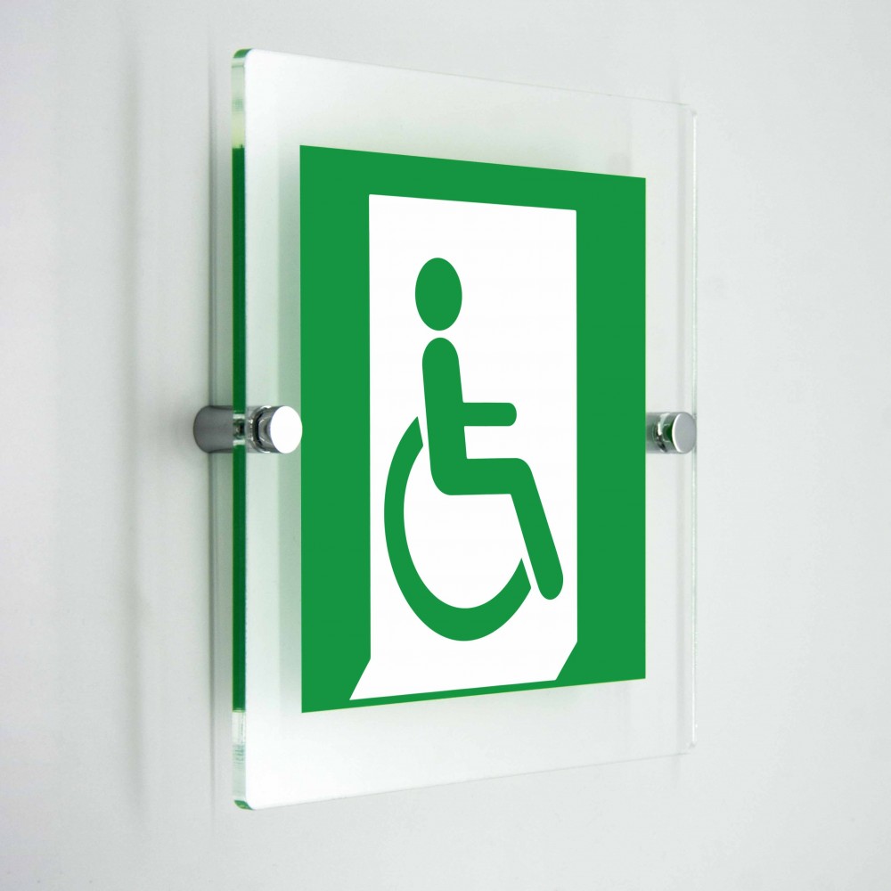 Uscita d'emergenza disabili destra - in plexiglass trasparenti da parete E030