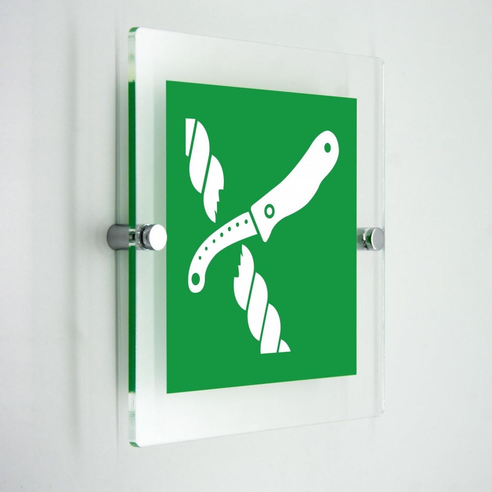 Coltello zattera di salvataggio - in plexiglass trasparenti da parete E035