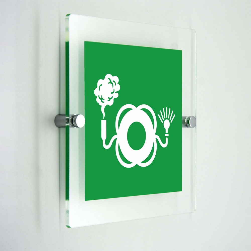 Salvagente con boetta luminosa e fumogeno - in plexiglass trasparenti da parete E068