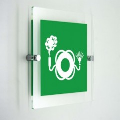 Salvagente con boetta luminosa e fumogeno - in plexiglass trasparenti da parete E068