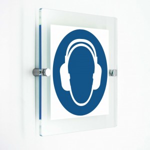 Indossare la cuffia antirumore - in plexiglass trasparenti da parete M003
