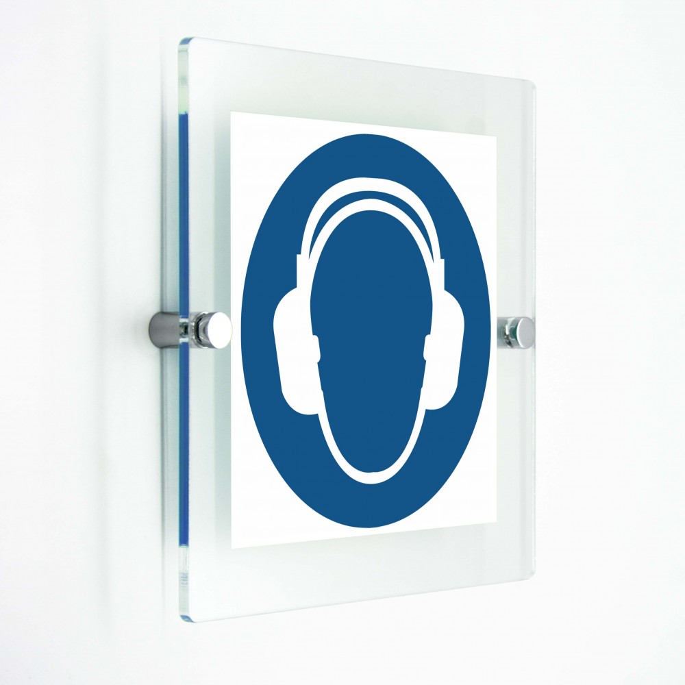 Indossare la cuffia antirumore - in plexiglass trasparenti da parete M003