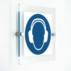 Indossare la cuffia antirumore - in plexiglass trasparenti da parete M003